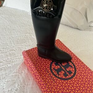 Tory Burch Black and Gold Knee-High Boots